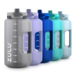 ZULU Goals 128oz Half Gallon Plastic Water Bottle with Straw and Time Marker | Large Reusable Jug with Handle and Leak Proof Lid for All Day Hydration, Gym and Outdoors, Gift Ready, Grey