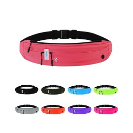 WATERFLY Running Belt Fanny Pack: Runner Marathon Jogging Waist Pack Sport Workout Exercise Fitness Phone Holder Belt for Men Women Jogger Slim Waistband Black