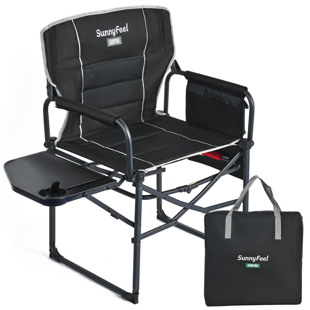 SUNNYFEEL Camping Directors Chair, Heavy Duty,Oversized Portable Folding Chair with Side Table, Pocket for Beach, Fishing,Trip,Picnic,Lawn,Concert Outdoor Foldable Camp Chairs