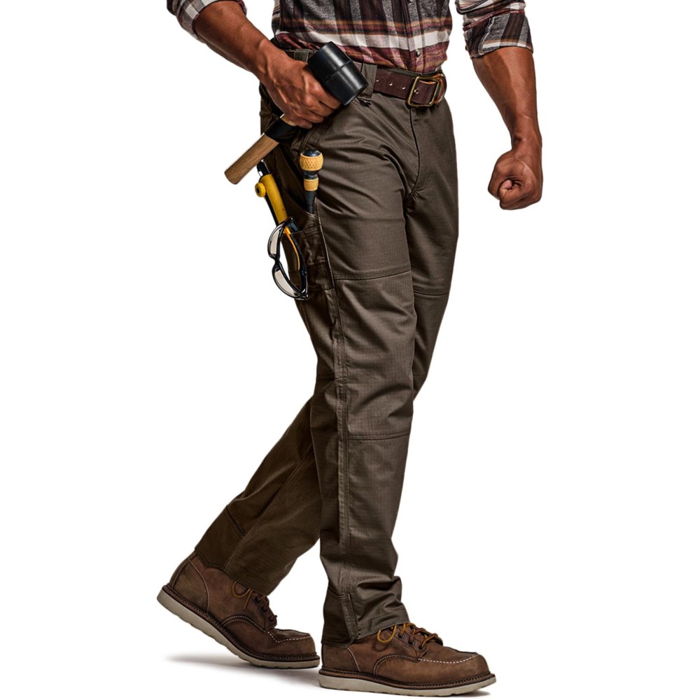 CQR Men\'s Quick Dry Work Pants, Water Resistant Outdoor Tactical Pants, Lightweight Stretch Cargo Hiking Pants, Lumber Dark Brown, 42W x 30L