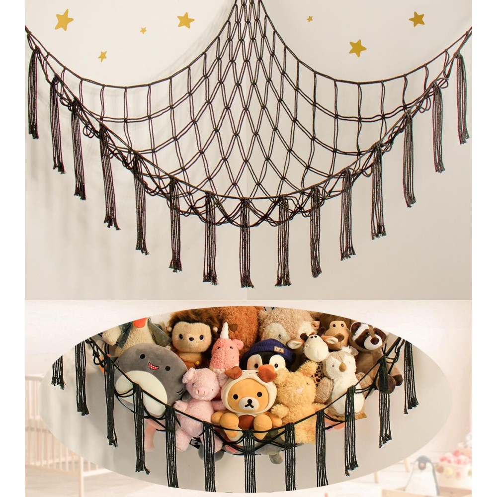 mirolam Stuffed Animal Storage Hammock Net - Toy Hammock Net for Stuffed Animals Corner - Hanging Stuff Animal Organizer Holder Large Organization Boys Room Decor