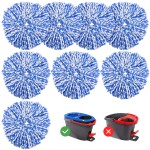 8 Pack RinseClean Spin Mop Replacement Head Refills Compatible with O Ceda RinseClean 2 Tank System, Blue Microfiber Mop Refills for Floor Cleaning