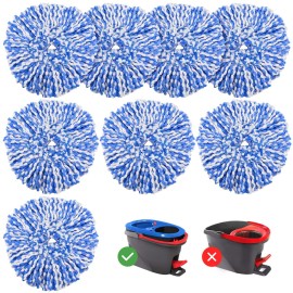 8 Pack RinseClean Spin Mop Replacement Head Refills Compatible with O Ceda RinseClean 2 Tank System, Blue Microfiber Mop Refills for Floor Cleaning