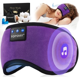 TOPOINT Sleep Mask with Headphones Bluetooth 5.4 Wireless, Sleep Headphone with Microphone Built-in HD Speakers Music, Eye Mask for Sleeping Men Women Travel Meditation Girl Cool Gadgets