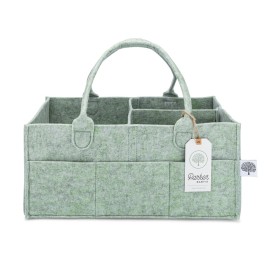 Parker Baby Diaper Caddy - Nursery Storage Bin and Car Organizer for Diapers and Baby Wipes - Sage Green, Large