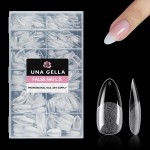 UNA GELLA 504Pcs Medium Pointed Almond Nail Tips, Pre-shape Almond Gel Nail Tips Half Matte Full Cover Acrylic Clear Press on Fake Nails Tips for Nail Extension Nail Art DIY Salon 12 Sizes