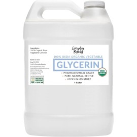 100% Organic Glycerin - Bulk 1 Gallon - For Skin & Hair - Food Grade - USDA Certified - Not From Palm Oil - Perfect Skin and Hair Moisturizer