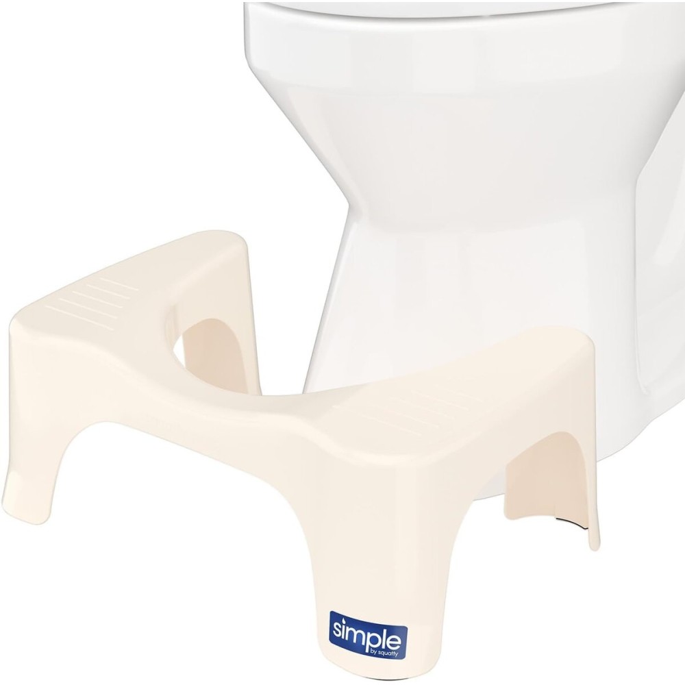 Squatty Potty Simple Bathroom Toilet Stool, Buttercream 7, Ergonomic Stool - Posture-Enhancing Bathroom Footrest for Improved Digestion & Constipation Relief