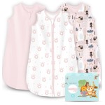 Cute Castle Baby Sleep Sack 0-6 Months - Lightweight 100% Cotton 2-Way Zipper TOG 0.5 Infant Wearable Blanket, Newborn Essentials Toddler Sleep Clothes, 3 Pack(Pink, Bear, Bear Claw)