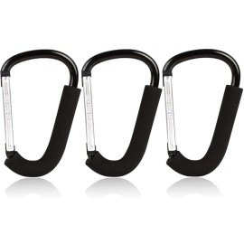 BeiLan Stroller Hooks: 6.3 D Shape Large Buggy Carabiner Hook - Pram Pushchair Stroller Clip - Shopping Accessories Bag Holder Hook - Stroller Accessories for Mommy(3Packs)