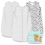 Cute Castle Baby Sleep Sack 6-12 Months - Lightweight 100% Cotton 2-Way Zipper TOG 0.5 Infant Wearable Blanket, Newborn Essentials Toddler Sleep Clothes, 3 Pack(Gray, Letters, Stars)