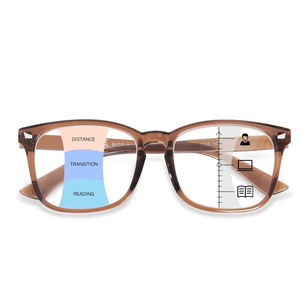 OPTOFENDY Progressive Multifocal Reading Glasses for Men Women, Anti Glare/Eyestrain Blue Light Blocking Computer Readers