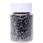 NIACONN 1000pcs 4 mm Tinsel Hair Extensions Beads, Silicone Lined Ring Micro Link I-tip Beads for Hair Extension - Black