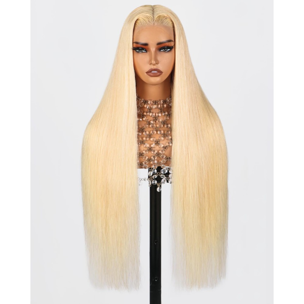 Arabella 613 Lace Front Wig Human Hair 13x4 Ready to Go Glueless Wig 12A Hair Blonde Lace Front Wigs Human Hair 210% Density Straight Hair 613 HD Lace Frontal Wig(20inch, 613 13X4 Straight Wig)