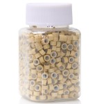 NIACONN 1000pcs 5 mm Tinsel Hair Extensions Beads, Silicone Lined Ring Micro Link I-tip Beads for Hair Extension - Ash Blonde