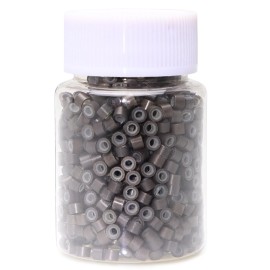 NIACONN 1000Pcs 4mm Dark Brown Hair Tinsel Beads, Microlink Rings I Tip Hair Extension Beads with Silicone Lined