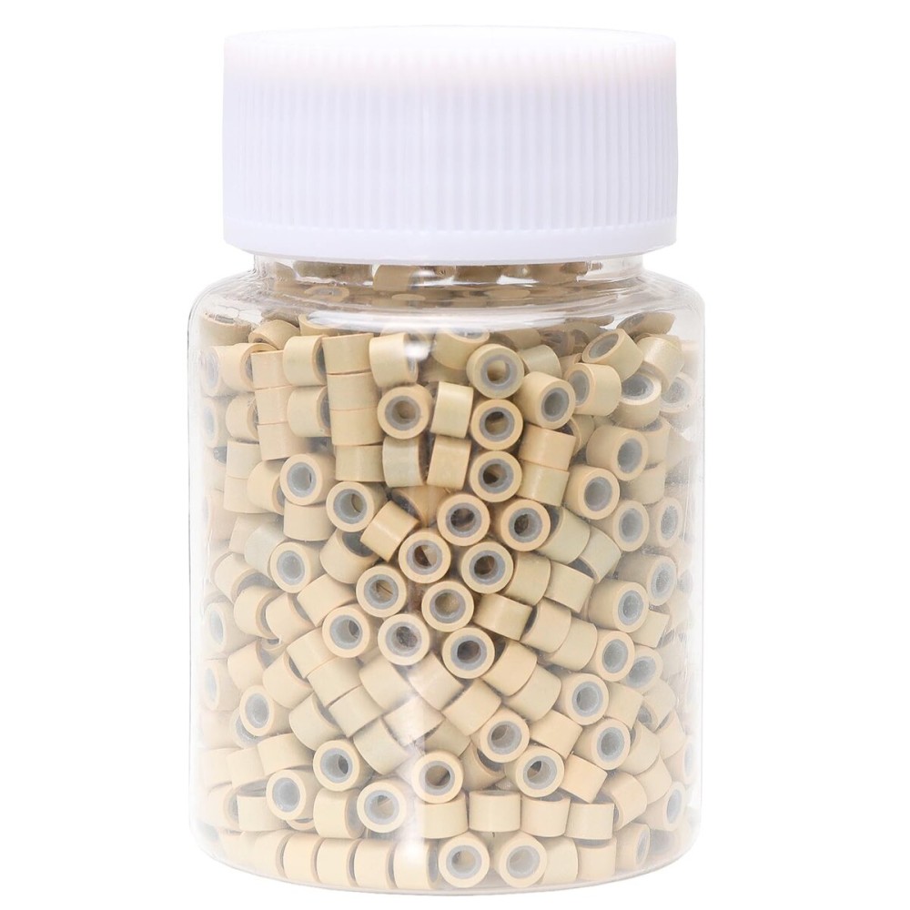 NIACONN 1000Pcs 4mm Blonde Hair Tinsel Beads, Microlink Rings I Tip Hair Extension Beads with Silicone Lined