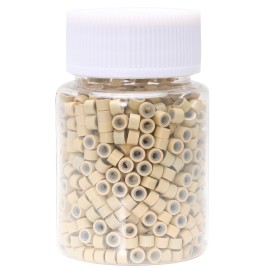 NIACONN 1000Pcs 4mm Blonde Hair Tinsel Beads, Microlink Rings I Tip Hair Extension Beads with Silicone Lined