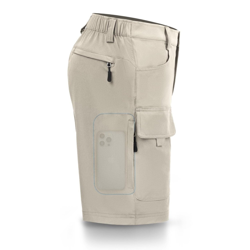 Hiauspor Men\'s Hiking Cargo Shorts Big and Tall 10 Quick Dry Lightweight Waterproof for Golf Tactical Fishing Casual (Beige, 50)