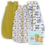 Cute Castle Baby Sleep Sack 18-24 Months - Lightweight 100% Cotton 2-Way Zipper TOG 0.5 Infant Wearable Blanket, Newborn Essentials Toddler Sleep Clothes, 3 Pack(Honey, Dinosaurs, Letters)