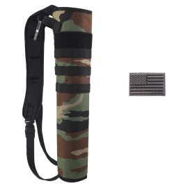 KRATARC Archery Lightweight Back Arrow Quiver Dual Use Foldable Compact Hip Arrows Bag with Molle System Hanged for Target Shooting (Woodland - Diameter 4\'\')