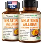 Melatonin Sleep Aid with L Theanine & Valerian Root - Turmeric Supplement - Turmeric Curcumin with Ginger & Black Pepper - L-Theanine & Melatonin 3mg for Sleep, Calm and Stress Relief - 2 Pack