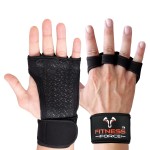 FITNESS FORCE Ventilated Weightlifting Gloves Workout Gloves for Men & Women with Built-in Wrist Wraps Fingerless Gym Gloves for Men Perfect for Exercise Fitness, Weight Lifting, Cross Training