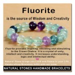 AD Beads Handmade Gemstone Stretch Elastic Bracelet Crystal Healing Reiki Nature\'s Beauty and Spiritual Essence Unisex (10mm, Fluorite)