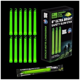 PartySticks Emergency Glow Sticks - 12 Ultra Bright Individually Wrapped Military Grade Chem Lights - 12 Hour Bulk Tactical Light Sticks for Survival Gear, Camping, and Power Outages