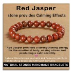 AD Beads Handmade Gemstone Stretch Elastic Bracelet Crystal Healing Reiki Nature\'s Beauty and Spiritual Essence Unisex (8mm, Red Jasper)