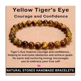 AD Beads Handmade Gemstone Stretch Elastic Bracelet Crystal Healing Reiki Nature\'s Beauty and Spiritual Essence Unisex (6mm, Yellow Tiger\'s Eye)