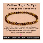 AD Beads Handmade Gemstone Stretch Elastic Bracelet Crystal Healing Reiki Nature\'s Beauty and Spiritual Essence Unisex (4mm, Yellow Tiger\'s Eye)