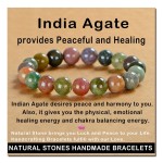 AD Beads Handmade Gemstone Stretch Elastic Bracelet Crystal Healing Reiki Nature\'s Beauty and Spiritual Essence Unisex (10mm, Indian Agate)
