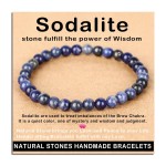 AD Beads Handmade Gemstone Stretch Elastic Bracelet Crystal Healing Reiki Nature\'s Beauty and Spiritual Essence Unisex (6mm, Blue Sodalite)