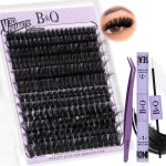 B&Qaugen Lash Clusters Kit 216PCS Lash Extension Kit 3D Eyelash Extension Kit 80D+100D 10-18 Mixed Wispy DIY Lash Extension Kit Voluem Thick Waterproof Lash Clusters Kit80D+100D-D-10-18MIX