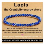 AD Beads Handmade Gemstone Stretch Elastic Bracelet Crystal Healing Reiki Nature\'s Beauty and Spiritual Essence Unisex (4mm, Lapis Lazuli)