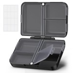 AUVON Daily Pill Organizer Fit with Your Purse or Pocket, Compact Travel Pill Box Case with Slim Folding Design and Long-Lasting Hinges to Hold Vitamin, Fish Oil, Supplement or Jewelry(Black)
