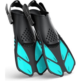 Greatever Snorkel Fins Adjustable Buckles Open Heel Swim Flippers Travel Size Short Swim Fins for Snorkeling Diving Swimming Adult Men Womens