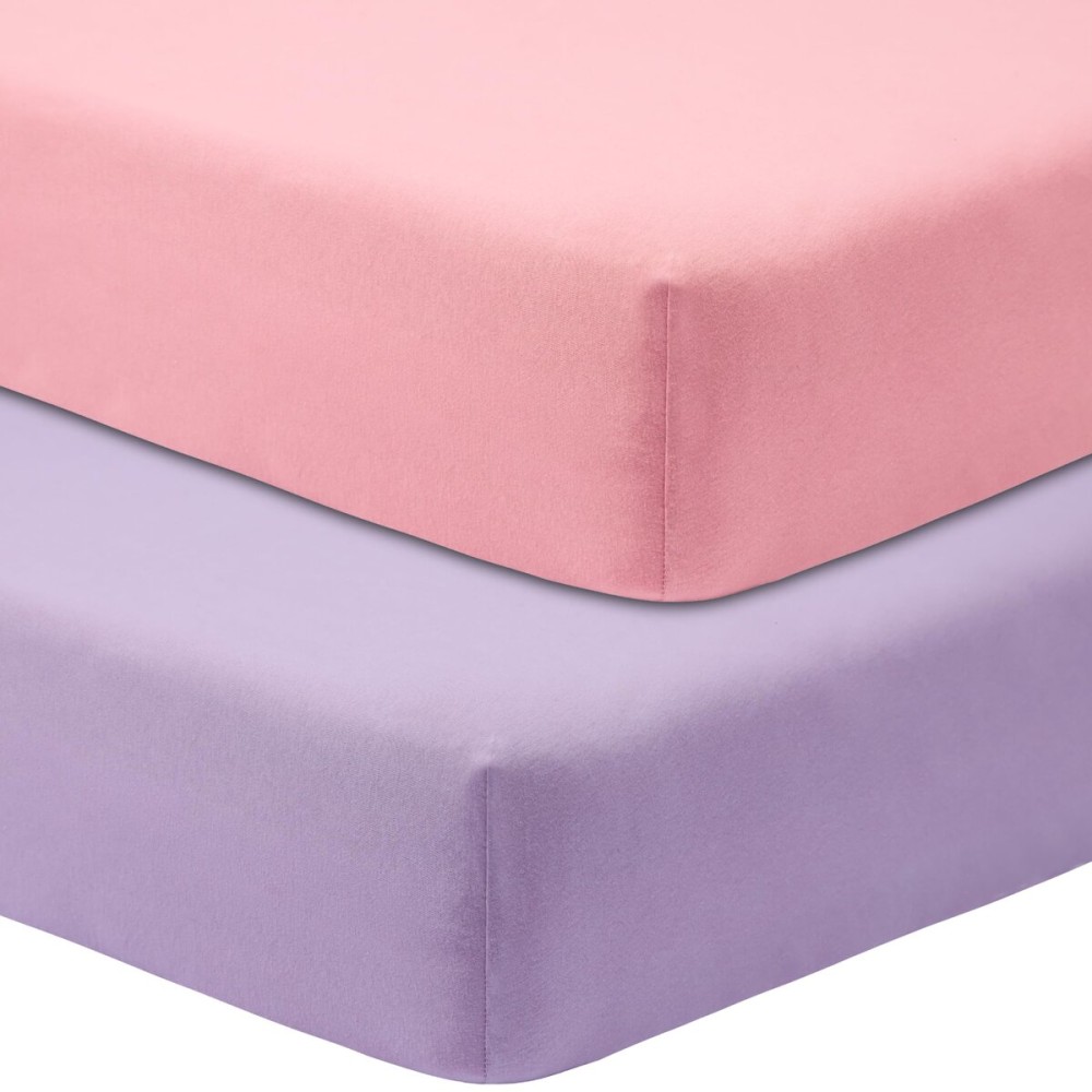 GUNTAIL Crib Sheets for Boys Girls,100% Cotton Fitted Crib Sheet 2 Pack for Standard Crib and Toddler Mattress, Super Soft Breathable Baby Sheet 28x52x8in (Purple & Pink)