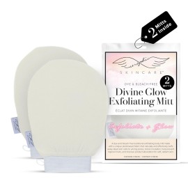 Seraphic Skincare (Original) Divine Glow Exfoliating Mitt (2pcs) - 100% Vegan Viscose Traditional Body Scrub Glove Kessa Korean Washcloth - Body Exfoliator for Self-Tan Removal & Keratosis Pilaris