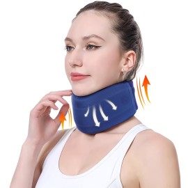 CozyHealth Neck Brace for Neck Pain and Support, Soft Neck Support Relieves Pain & Pressure in Spine for Women & Men, Wrap Align Stabilize Vertebrae Foam Cervical Collar for Sleeping (GBlue, M, 3.5 Middle Height)