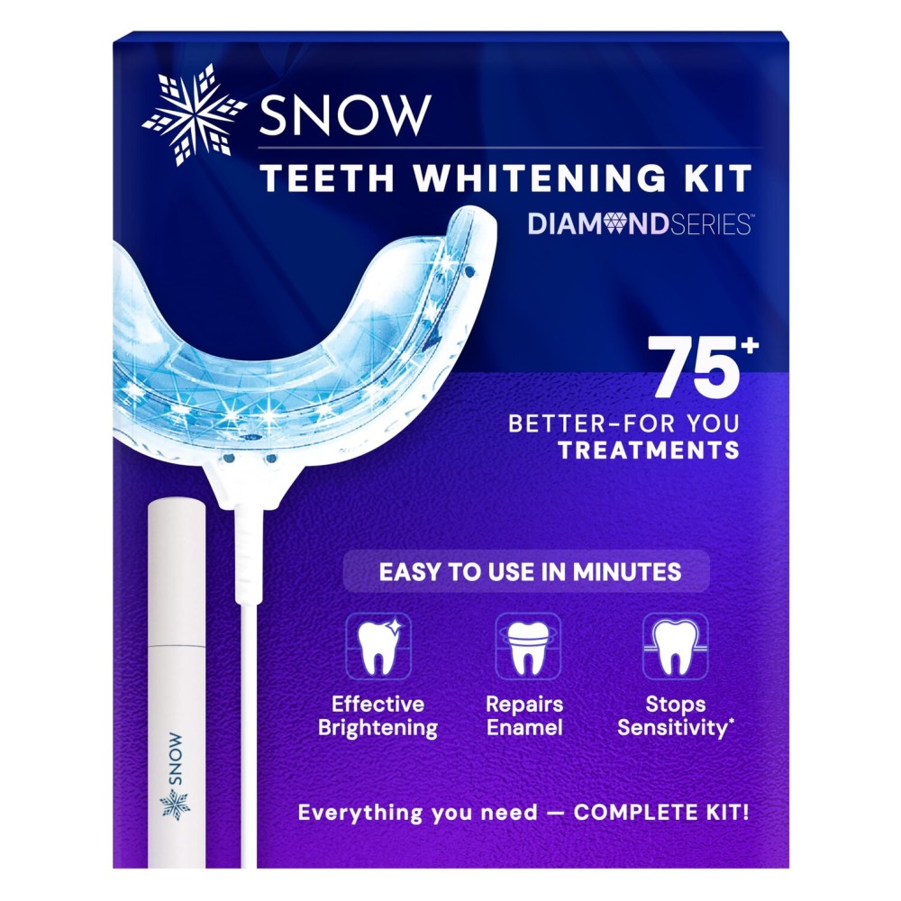Snow Teeth Whitening Kit - Snow Teeth Whitening Serum and LED Mouthpiece Whitener, Formulated with Hydroxyapatite, Good for 6 Months - Wireless Kit with 3 Wands