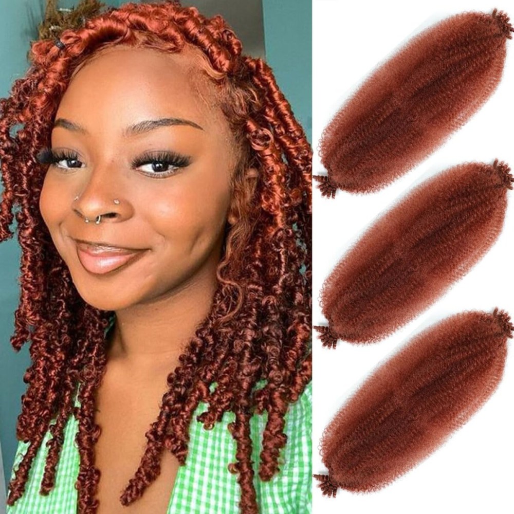 Afro Twist Hair 8 Inch 3 Packs, Springy Afro Twist Hair Pre Fluffed Spring Twist Hair Pre Separated Wrapping Hair for Soft Locs Hair Extensions (8 Inch (Pack of 3), 350)