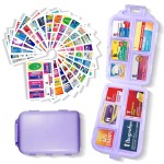 Pocket Pharmacy with Medicine Labels 146 Labels Travel Daily Pill Container Mini Medication Organizer Storage Pill Organizer Travel Essentials Pill Case 7 Day Pill Organizer (Purple, 1 Pack)
