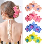 4PCS Plumeria Hair Clips for Thick Hair - Large Hawaiian Claw Clips with Strong Hold and Non-Slip Grip (Colorful)
