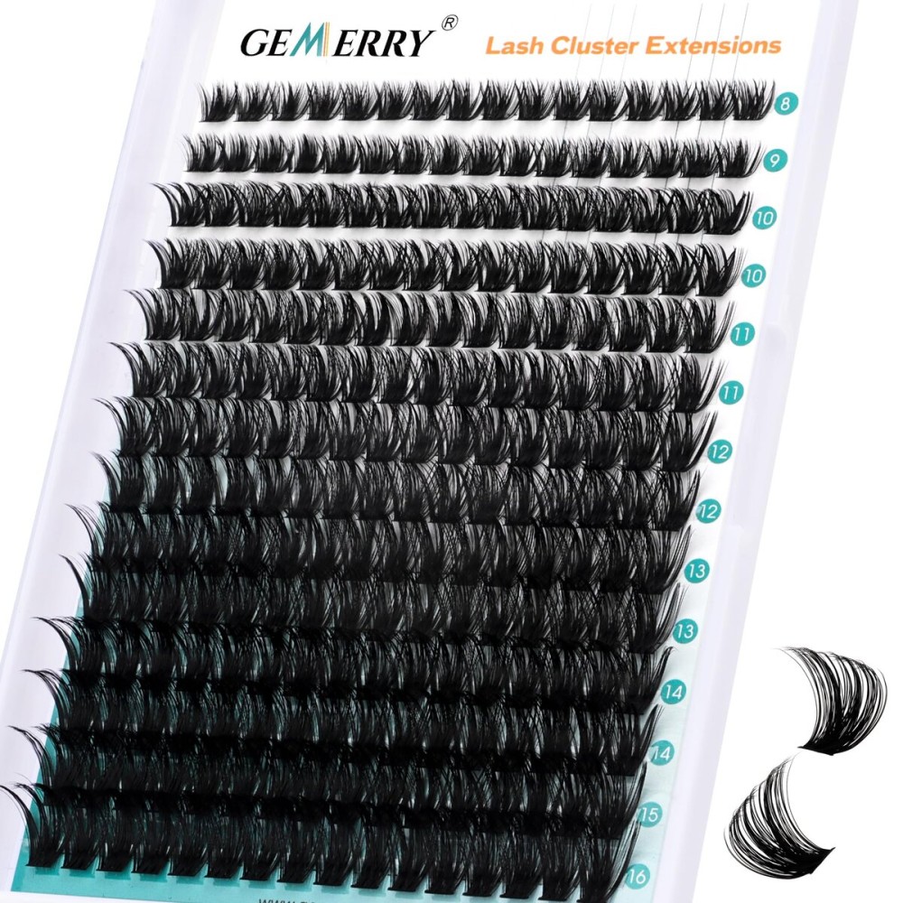 Eyelash Clusters Fluffy Lash Clusters Thick 280pcs Cluster Eyelash Extensions DIY At Home Individual Lashes Cluster Lashes by GEMERRY100P-8-16mm)