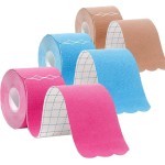 Kinesiology Tape Pro Athletic Sports Waterproof Breathable Latex Free Tape for Ankle Wrists Knees Elastic Running Tennis Swimming Football Sports Activities Tapes (3 Pack, MIX02)