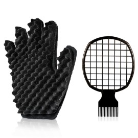 Curling Sponge Glove with Hair Twist Comb for Natural Curls - Men and Women