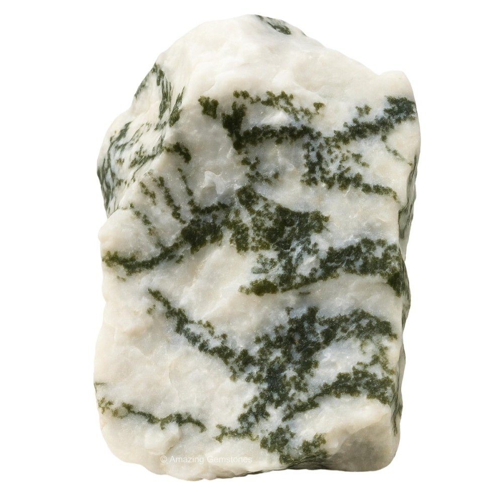 Amazing Gemstone Tree Agate Raw Crystals and Healing Stones, Natural Rocks for Tumbling and DIY Raw Stones and Crystals (1 Piece)