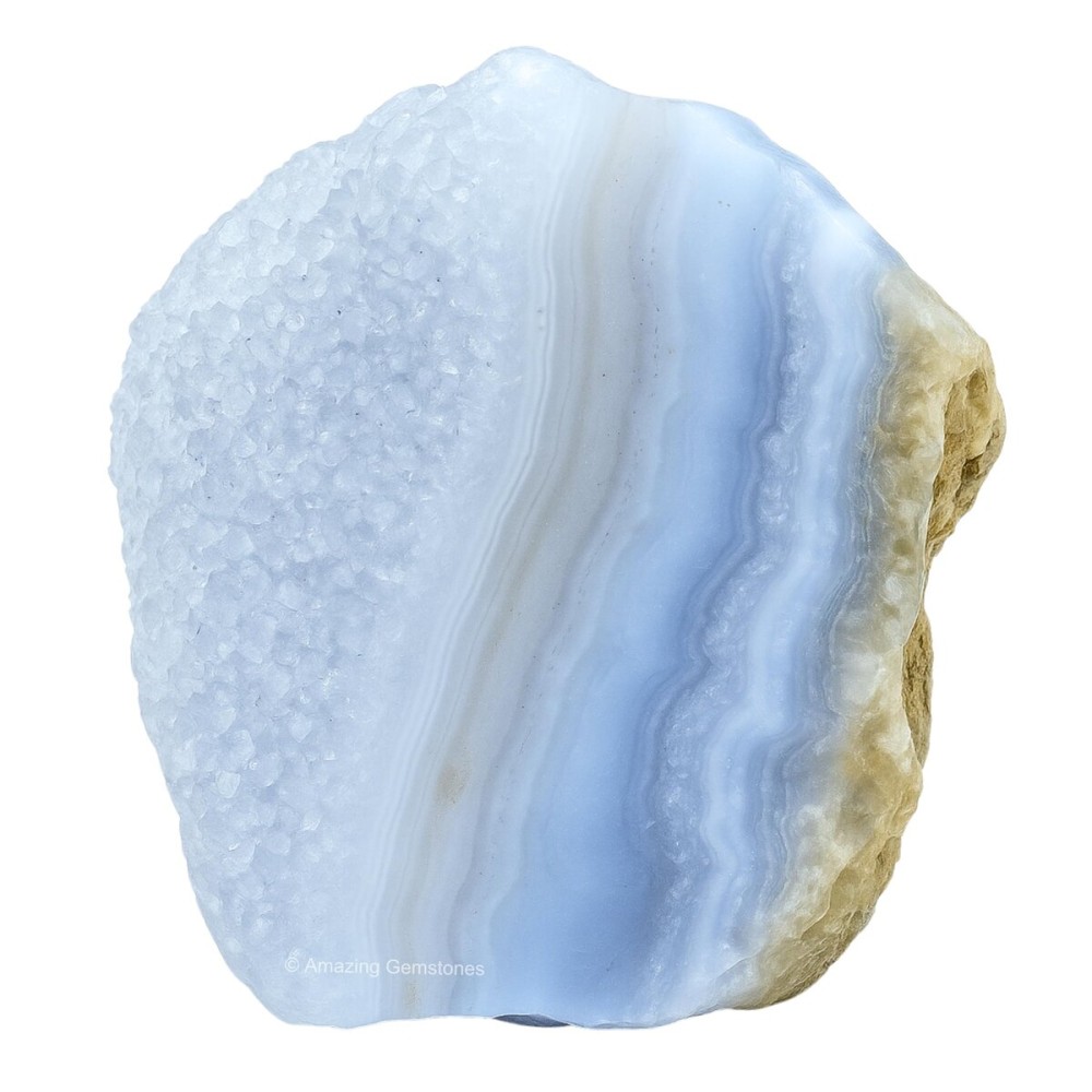 Amazing Gemstone Blue Lace Agate Raw Crystals and Healing Stones, Natural Rocks for Tumbling and DIY Raw Stones and Crystals (1 Piece)